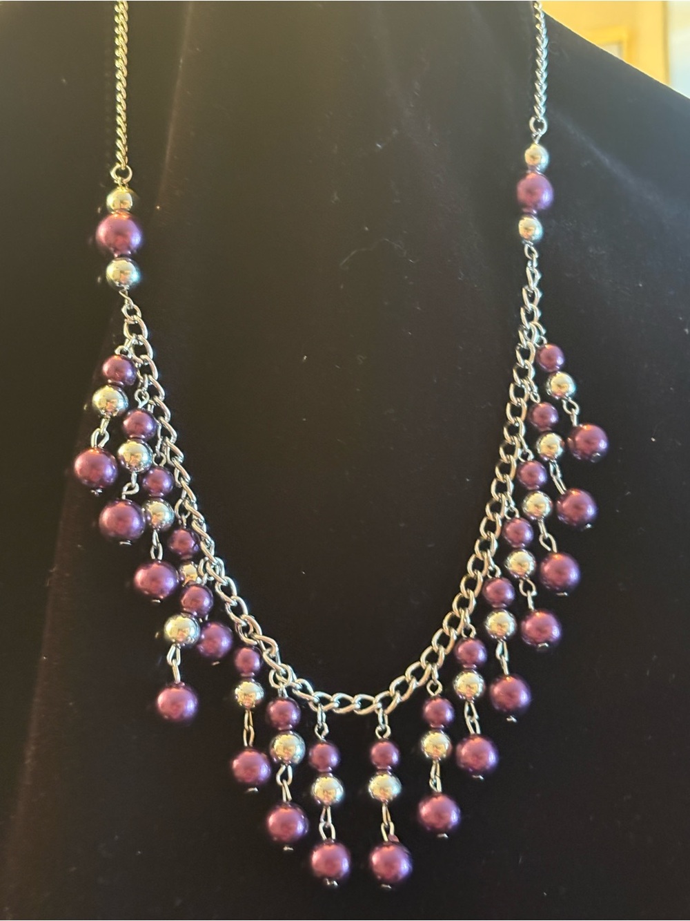 Purple Beaded Cascade Necklace - Women Jewelry